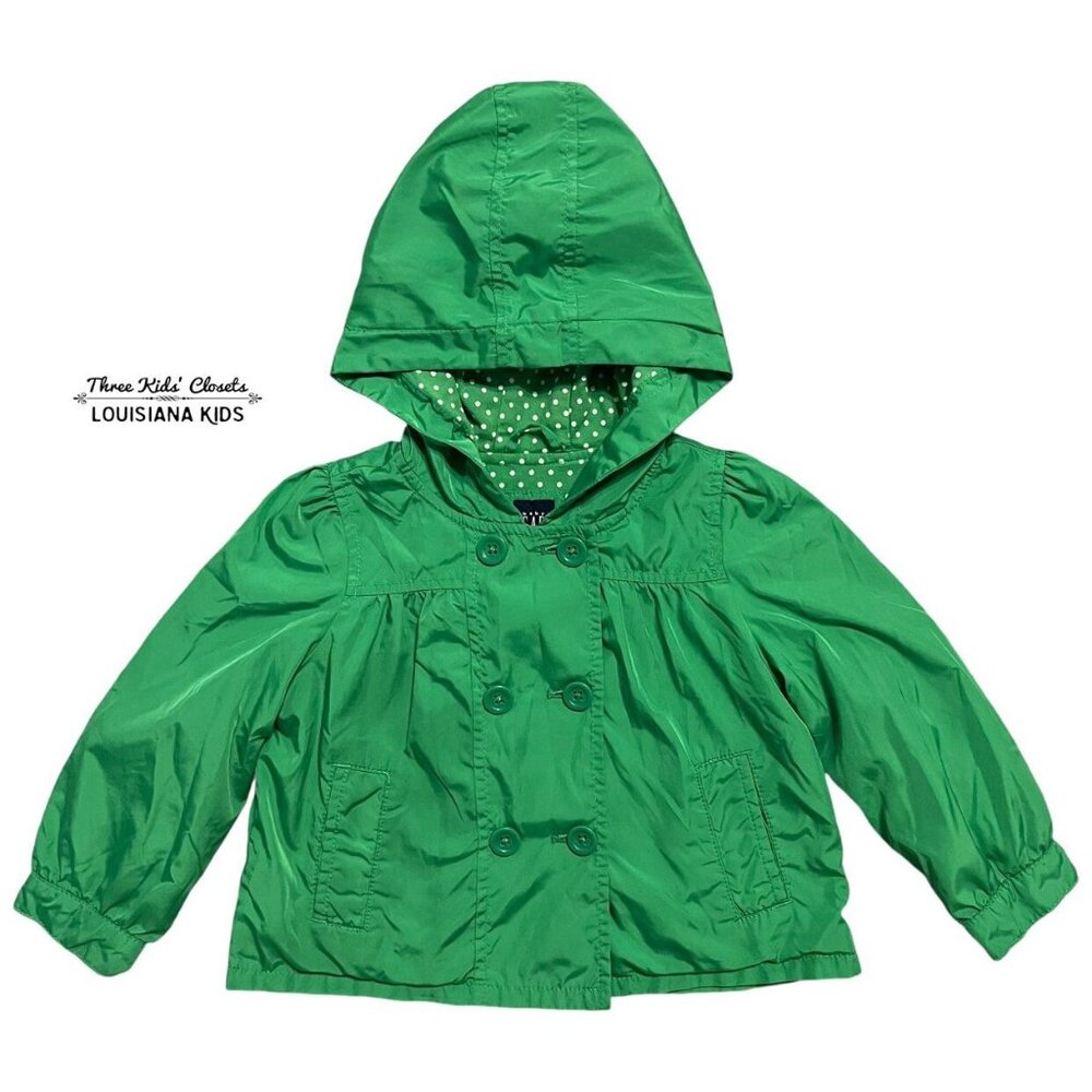 Baby Gap 3Y Green Jersey Lined Raincoat Jacket